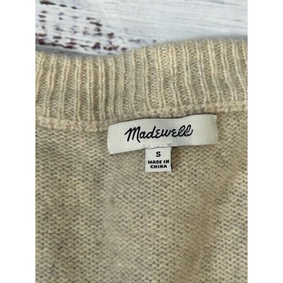 Madewell Womens Sweater Dress Bubble Sleeve V-Neck Knit Wool Blend Beige Size S - Picture 4 of 8